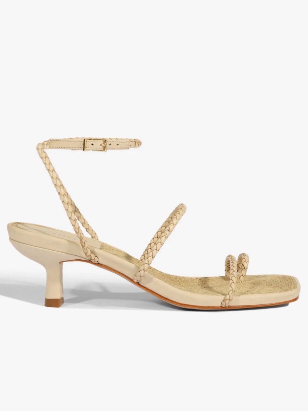 Schutz Braided Strappy Lace-Up Sandals – Ivory/Natural – Square Toe